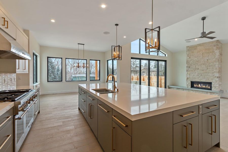 Kitchen, Dining Area, and Family Room