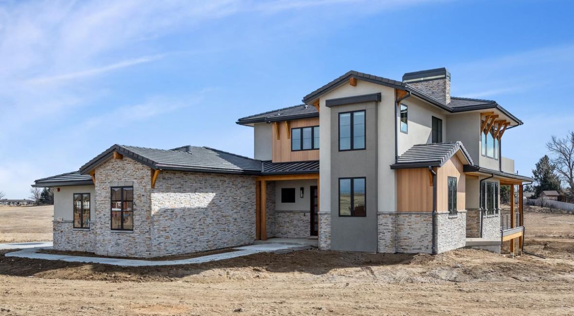 Exterior of newly finished Sopris home in Woodridge