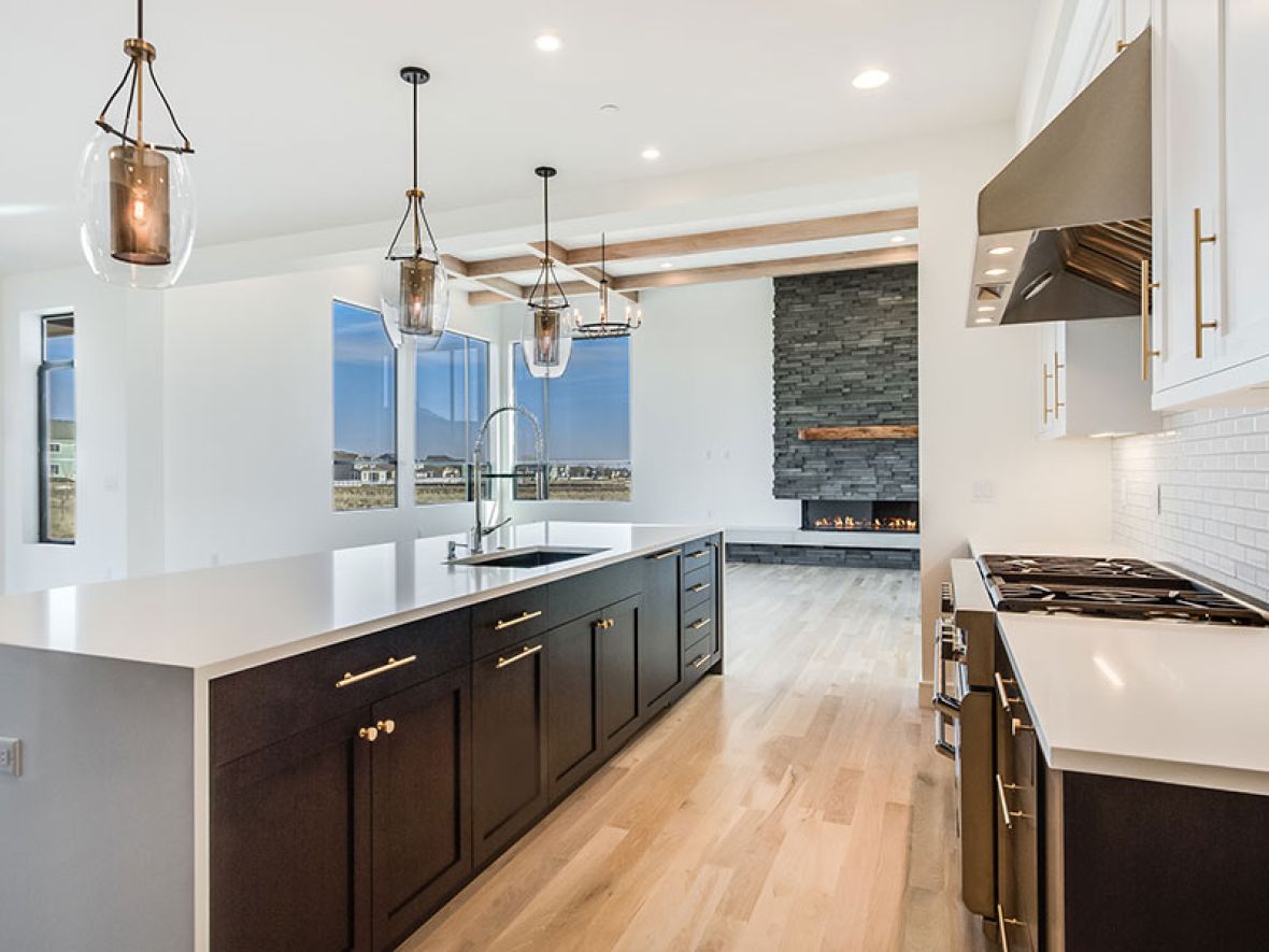 Kitchen in custom home in Portico