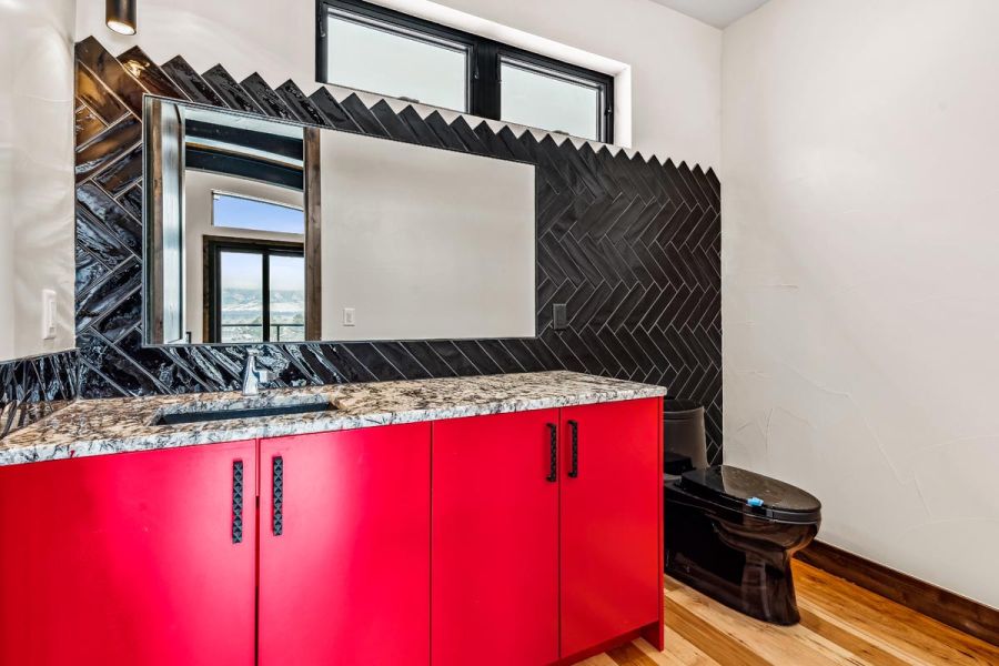 Black and red bathroom