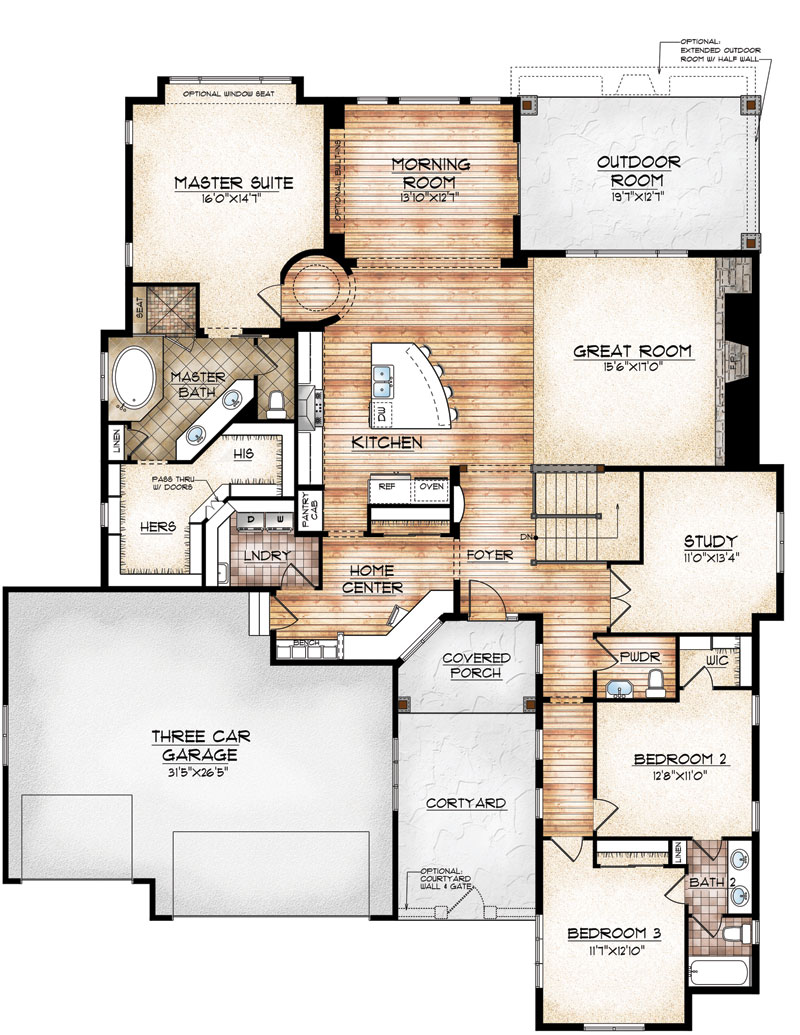 avon model by sopris homes main level plan