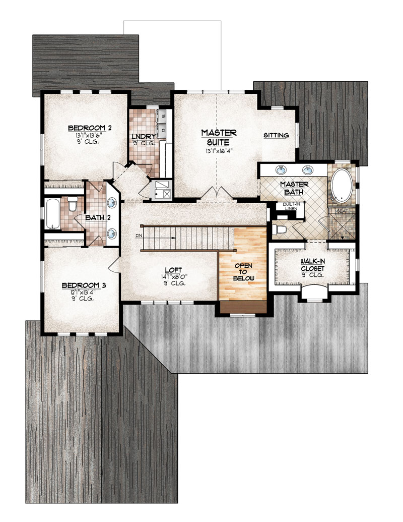 eldorado model upper level floor plan by sopris homes